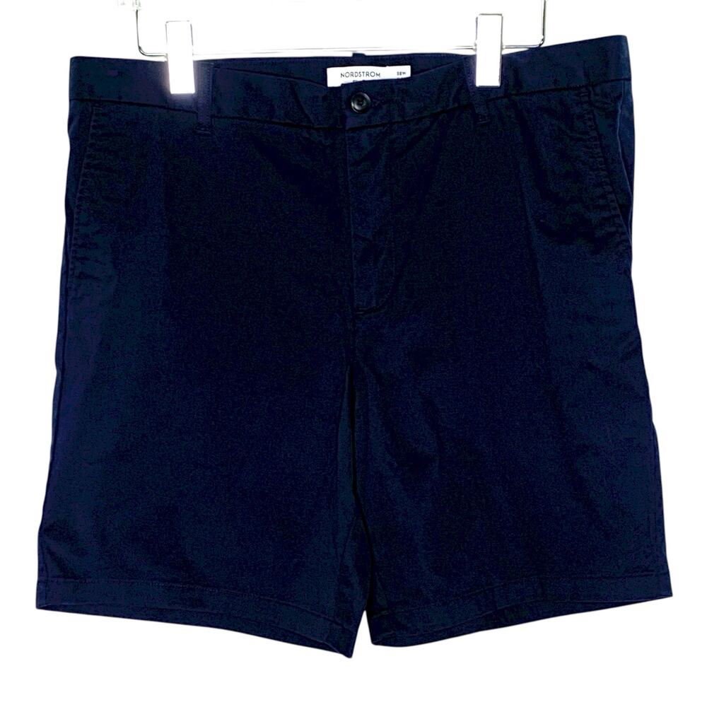 Nordstrom 38W NEW Mens Slim Fit Shorts Navy Cotton Blend Casual